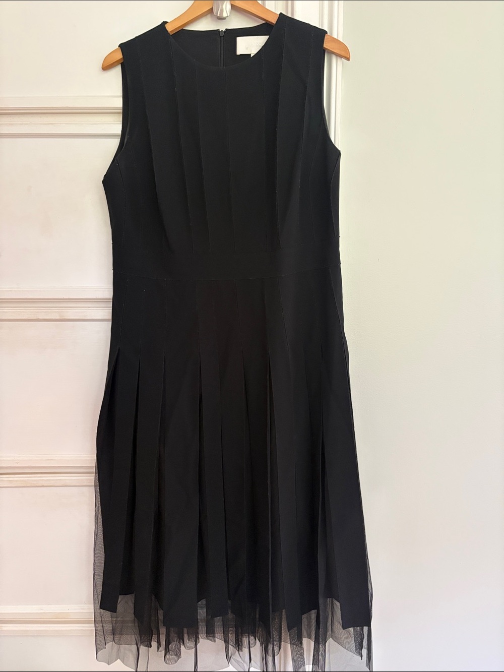 BOSS Hugo Boss Black Sleeveless Pleated Midi Dress with inset illusion